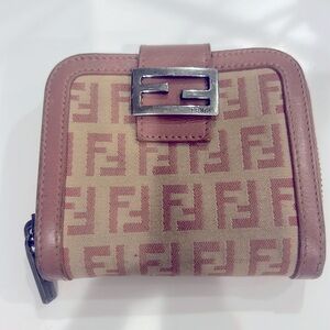 Fendi leather & fabric wallet with billfold, change purse & 9 credit cards slits